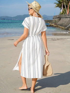 Saída De Praia Estampado Com Fenda Lateral Dália